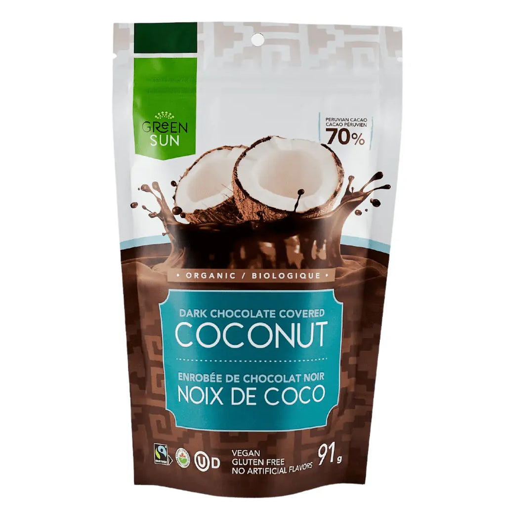 Green Sun Foods - Coconut dipped in 70% Dark Chocolate (10x91g) (jit) - Pantree