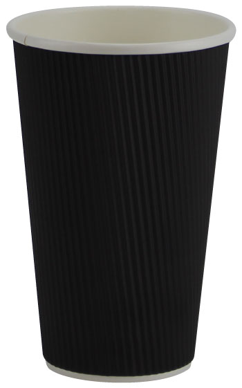 Pronto 16oz Black Hot Ripple Paper Cup (500 Per Case) (jit) - Pantree Food Service