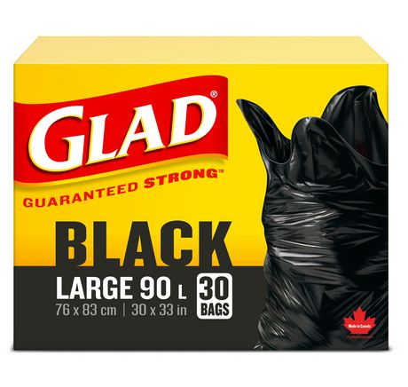Glad Garbage Black Bags Easy Tie Large (30 Bags (90 L - 76cm x 83cm)) (jit) - Pantree