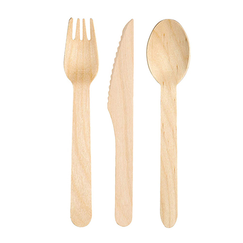 Meal Kit Fork, Knife and Spoon Birchwood w/ Napkin 2ply (500 Per Case) (jit) - Pantree