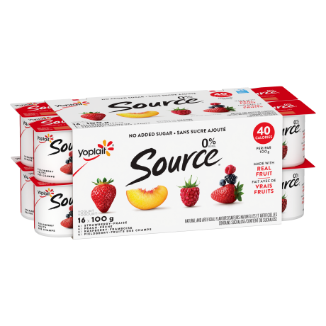 Yoplait Source Strawberry, Field Berry, Peach, Raspberry Yogurt (16x100g) (jit) - Pantree