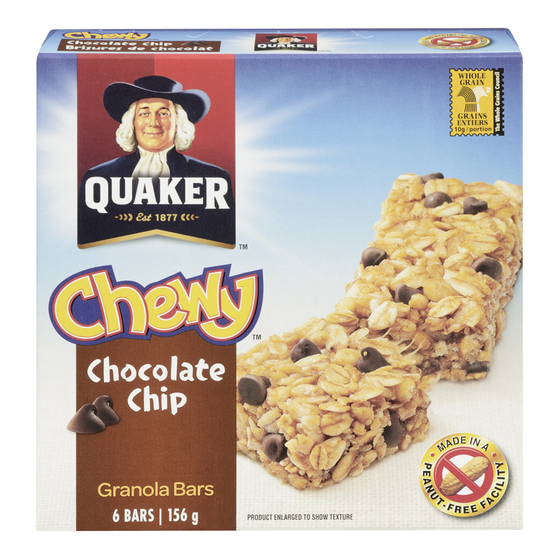 Quaker Chewy Granola Choc Chip (Peanut Free) (12-120 g (72 Bars Per Case)) (jit) - Pantree