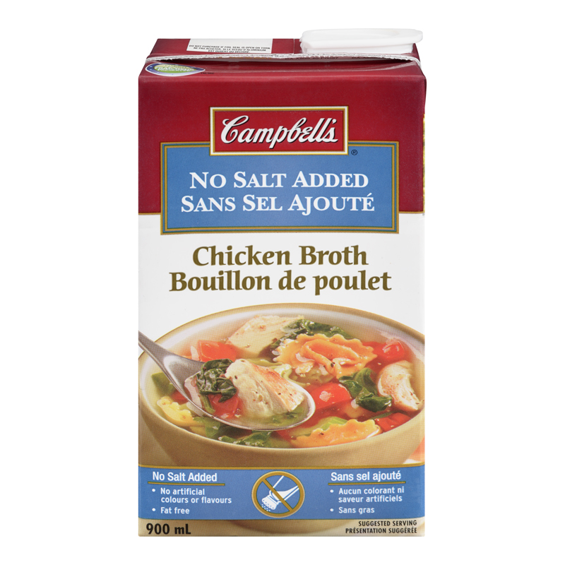 Campbell's Chicken Broth No Salt Added (12-900 mL) (jit) - Pantree