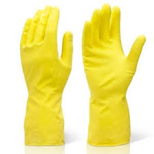 Yellow Rubber Large Latex Gloves  (12 per Pack) (jit) - Pantree