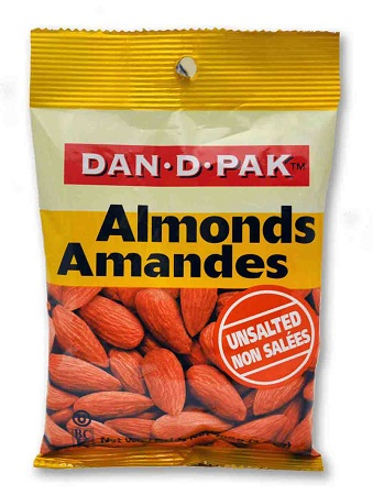Dan-D Pak Almonds Roasted Natural Unsalted (Kosher) (12-100 g) (jit) - Pantree