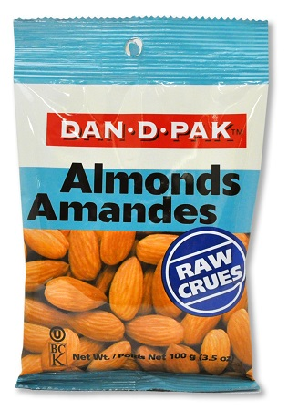 Dan-D Pak Almonds Natural Raw (Kosher) (12-100 g) (jit) - Pantree