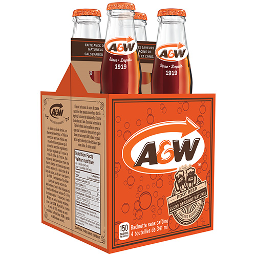 A&W Rootbeer Glass Bottles  (24 - 341 ml) - Pantree