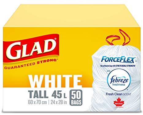 Glad Tall White Forceflex Febreze Garbage Bags (6-50 ea) - Pantree