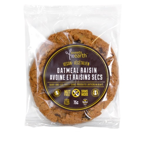 Sweets from the Earth Grab & Go Cookies Oatmeal Raisin - 2 Week Shelf Life (Non-GMO, Nut Free, Dairy Free, Kosher, Vegan, Toronto Company) (12-75 g (Individually wrapped)) (jit) - Pantree