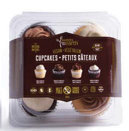 Sweets from the Earth Cupcakes Black & White 4 Pack - 1 Week Shelf Life (Non-GMO, Nut Free, Dairy Free, Kosher, Vegan, Toronto Company) (1-320 g) (jit) - Pantree