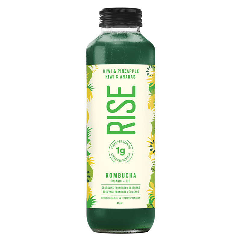 Rise Organic Kombucha Low Sugar Kiwi & Pineapple (Refrigerated) (12-414 mL) (jit) - Pantree