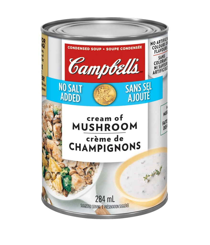 Campbell's Cream Of Mushroom Soup No Salt Added ( 12-284 mL) (jit) - Pantree