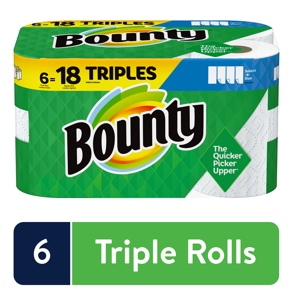 Bounty Paper Towel Triple Roll Select-A-Size (6=18 Rolls) (1 - 6 Rolls (135 Sheets)) - Pantree