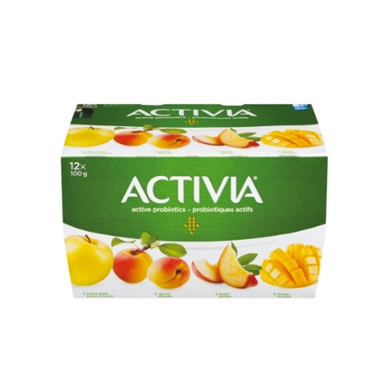 Danone Activia Apple Apricot Mango Peach Yogurt (4-12 pk (100 g)) (jit) - Pantree