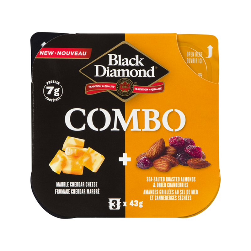 Black Diamond Combo - (85930) Marble Cheese, Sea-Salt Roasted Almonds & Dried Cranberries (12x43g) - Pantree