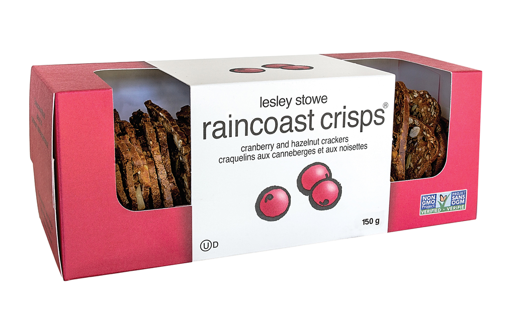 Lesley Stowe Raincoast Crisps - Cranberry and Hazelnut (Non-GMO, Kosher) (12 - 150 g) - Pantree