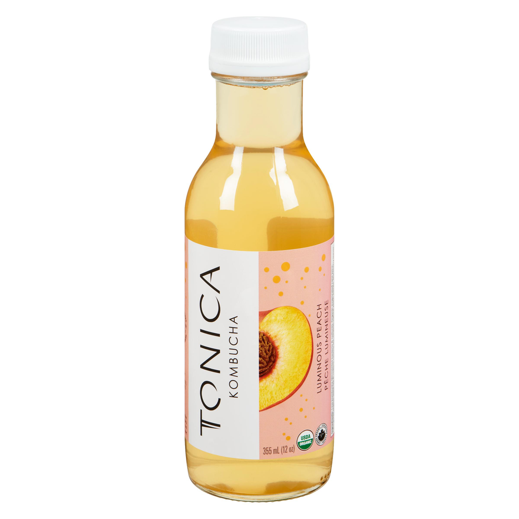 Tonica Raw Organic Luminous Peach Kombucha (Refrigerated) (Toronto Company) (12 - 355 mL) - Pantree