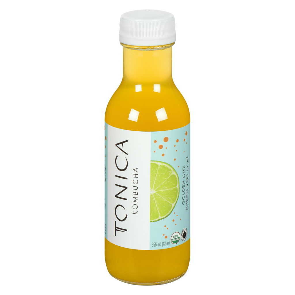 Tonica Raw Organic Golden Lime Kombucha (Refrigerated) (Toronto Company) (12 - 355 mL) - Pantree