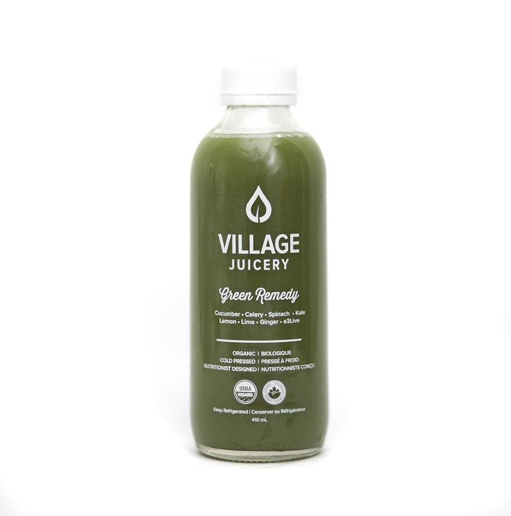 Village Juicery Cold Pressed Green Remedy - 4 Day Shelf Life (Refrigerated, Organic, Non-GMO, Raw) - 410mL (jit) - Pantree