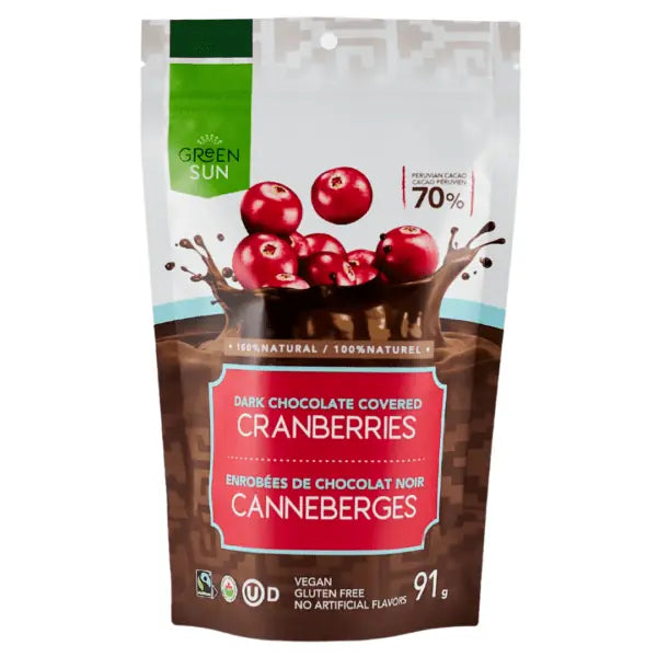 Green Sun Foods - Cranberries dipped in 70% Dark Chocolate (10x91g) (jit) - Pantree