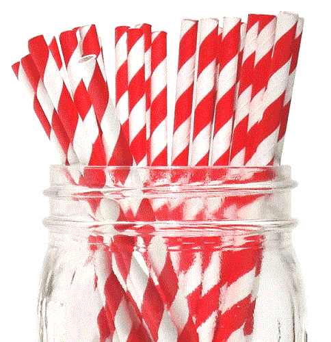 Paper Straws 8" Milkshake Wrapped Red Stripe (250 ea) (jit) - Pantree