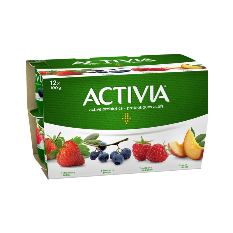Danone Activia Raspberry Strawberry Blueberry Peach Yogurt (12 pk (100 g)) (jit) - Pantree