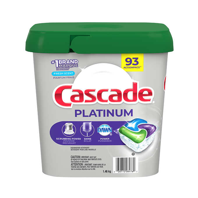 Cascade Dishwasher Detergent Pacs Platinum Fresh (93 tabs) - Pantree