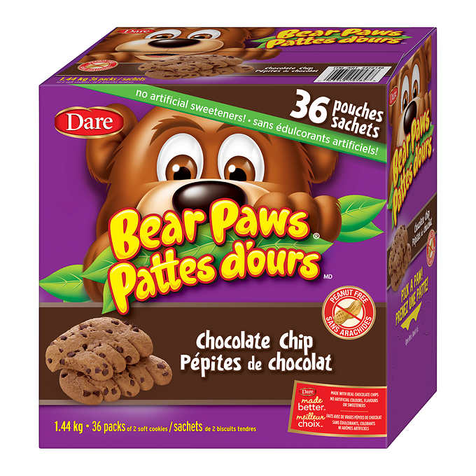 Dare Bear Paws - Chocolate Chip (36 pouches / 1.44kg) - Pantree