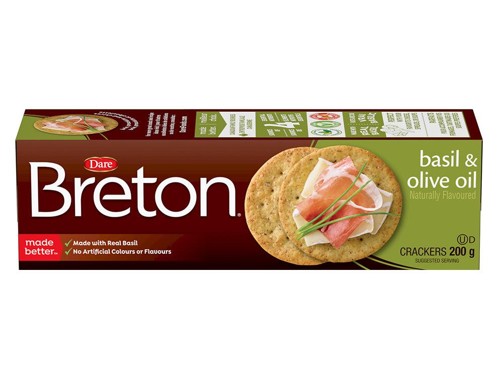 Breton Basil and Olive Oil Crackers (Peanut Free, Kosher) (12-200 g) (jit) - Pantree