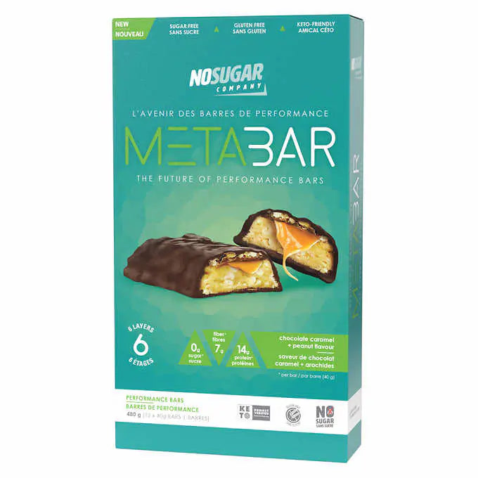 No Sugar Co. - Metabar - Chocolate Caramel & Peanut Flavour (12x40g) - Pantree