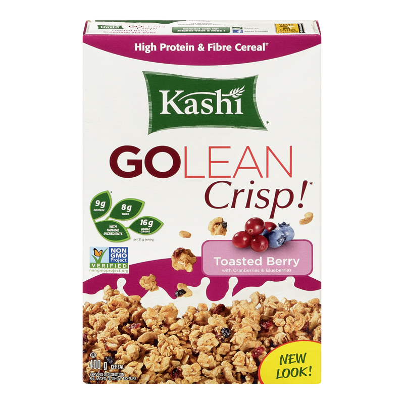 Kashi GoLean Toasted Berry Crisp (Non-GMO, Kosher, Vegan, Organic) (12-400 g) (jit) - Pantree