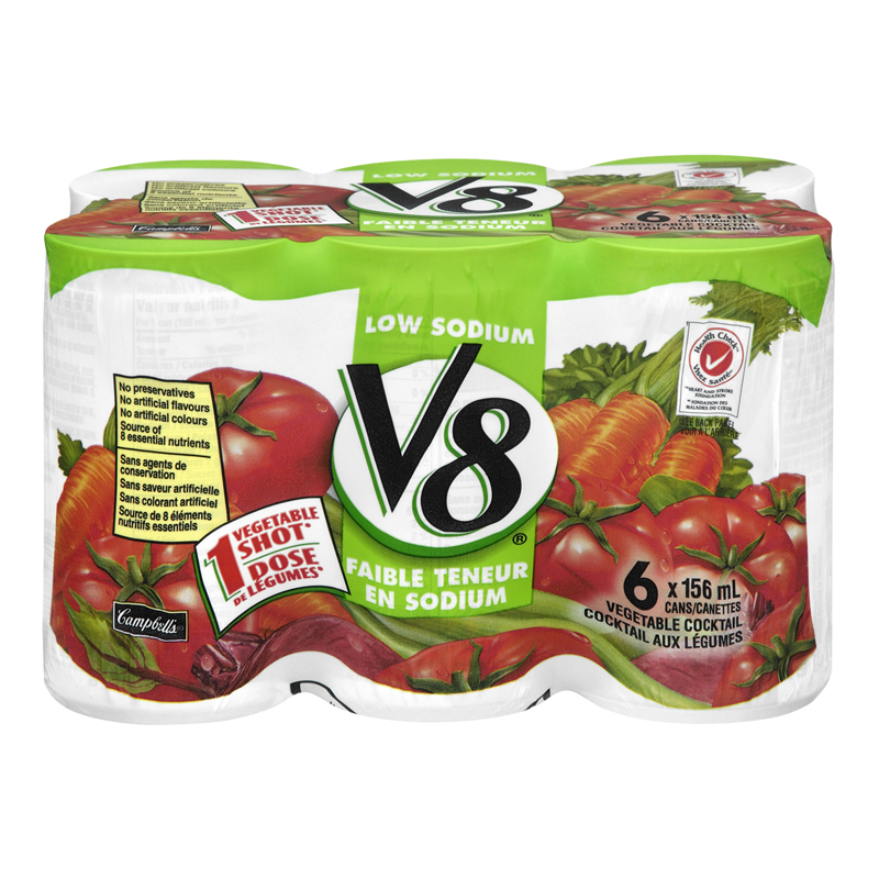 V8 Low Sodium Vegetable Cocktail Cans (48-156 mL) (jit) - Pantree