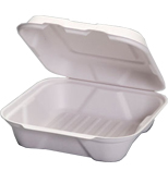 Genpak/Ecoplastech 8" Bagasse Clamshell Containers - 1 Compartment (200 Per Case) - Pantree