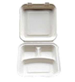 Ecoplastech 9" Bagasse 3 Compartment Clamshell (DN406) (200 Per Case)(BG00993) - Pantree