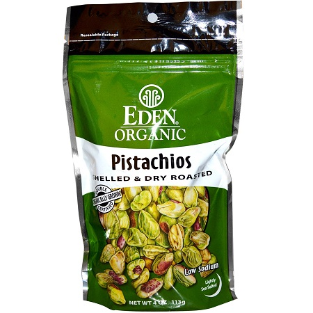 Eden Foods Pistachios, Salted (Gluten Free, Organic, Non-GMO, Kosher) (15-113 g) (jit) - Pantree