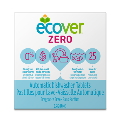 Ecover Auto Dishwashing Zero, Fragrance Free, 25-pack (12 - 500 g) (jit) - Pantree