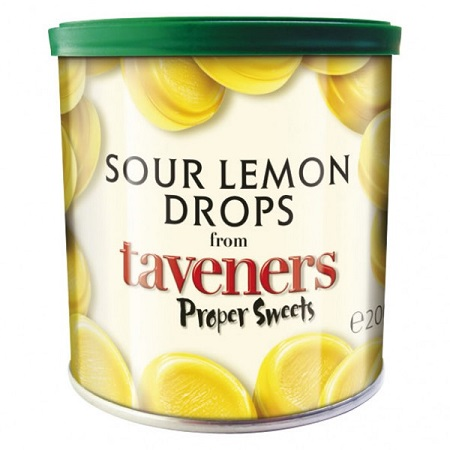 Taveners Sour Lemon Drops Travel Tin (Product Of The U.K.) (12-200 g) (jit) - Pantree
