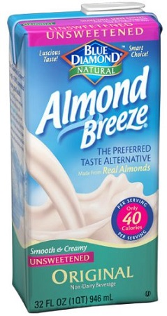 Blue Diamond Shelf-Stable Unsweetened Almond Breeze (Gluten Free, Peanut Free, Non-GMO, Kosher, Vegan) (12-946 mL) - Pantree