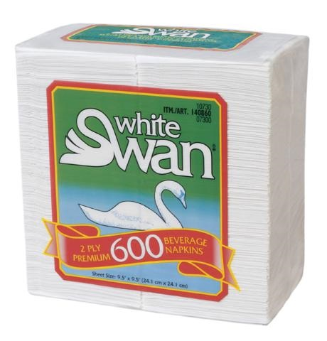 White Swan 2 Ply White Beverage Napkin (3600 Napkins Per Case) (JIT) - Pantree