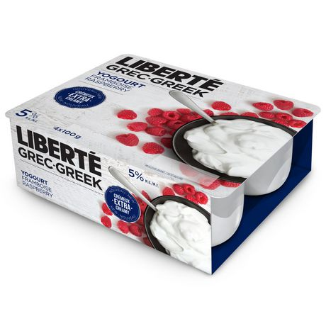 Liberte Greek Yogurt Extra Creamy 5% Raspberry (24-100 g) (jit) - Pantree