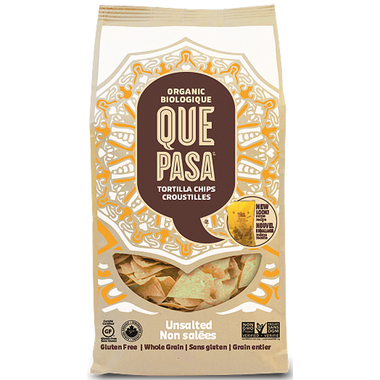 Que Pasa Yellow Tortilla Chips, Unsalted (Gluten Free, Organic, Non-GMO, Kosher) (12-350 g) (jit) - Pantree