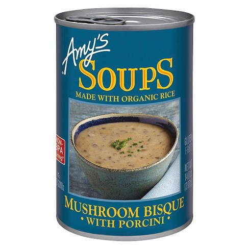 Amy's Kitchen Soup Mushroom Bisque w/ Porcini (Gluten Free, Organic, Kosher, Peanut Free) (12-398 mL) (jit) - Pantree
