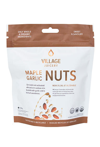Village Juicery Maple Garlic Nuts - 9 Month Shelf Life (Organic, Non-GMO) (1-55 g) - Pantree