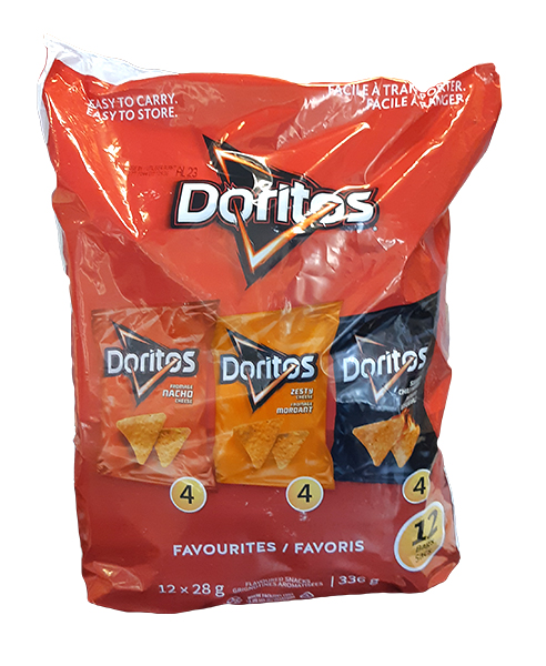 Frito Lay Doritos Favourites Variety Pack (4 Nacho, 4 Zesty Cheese, 4 Sweet Chili Heat) - Single Serve (Red) (12-28 g) (jit) - Pantree
