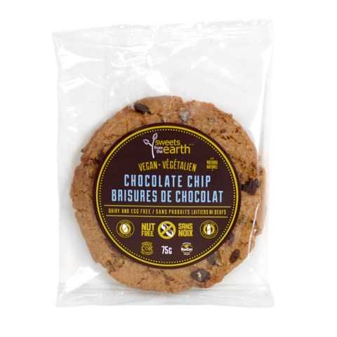 Sweets from the Earth Grab & Go Cookies Chocolate Chip - 2 Week Shelf Life (Non-GMO, Nut Free, Dairy Free, Kosher, Vegan, Toronto Company) (12-75 g (Individually wrapped)) (jit) - Pantree