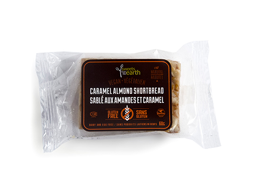 Sweets from the Earth Grab & Go Squares Caramel Almond Shortbread - 3 Week Shelf Life (Non-GMO, Gluten Free, Dairy Free, Kosher, Vegan, Toronto Company) (12-60 g (Individually Wrapped)) (jit) - Pantree