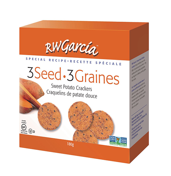 R.W.Garcia 3 Seed Crackers Sweet Potato (Gluten Free, Organic, Non-GMO, Kosher) (6-180 g) (jit) - Pantree