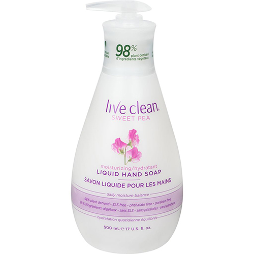 Live Clean Moisturizing Sweet Pea Liquid Hand Soap ( 6-500 mL) - Pantree