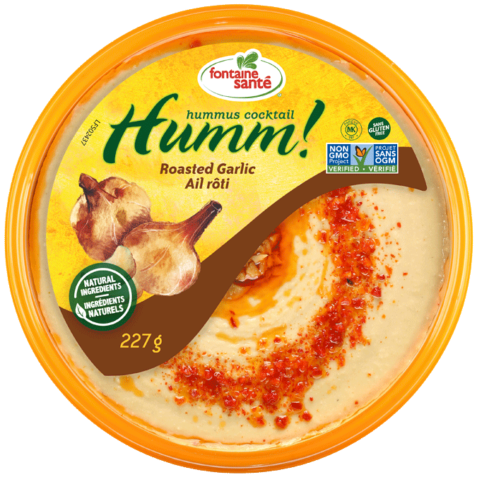 Fontaine Santé Hummus w/ Roasted Garlic (Refrigerated, Non-GMO, Gluten Free, Kosher, Vegan) (12-227 g) (jit) - Pantree