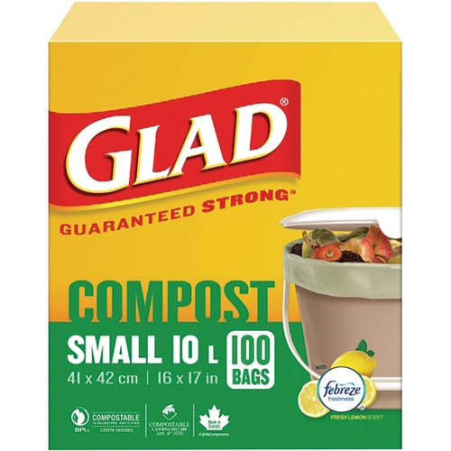 Glad Trash Bag (Small Size - 10 L - 16" (406.40 mm) Width x 17" (431.80 mm) Length - White - 100/Box - Waste Disposal, Kitchen) (jit) - Pantree